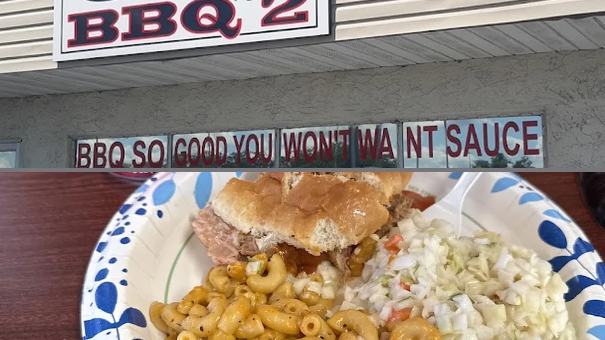 A barbecue plate with classic sides.