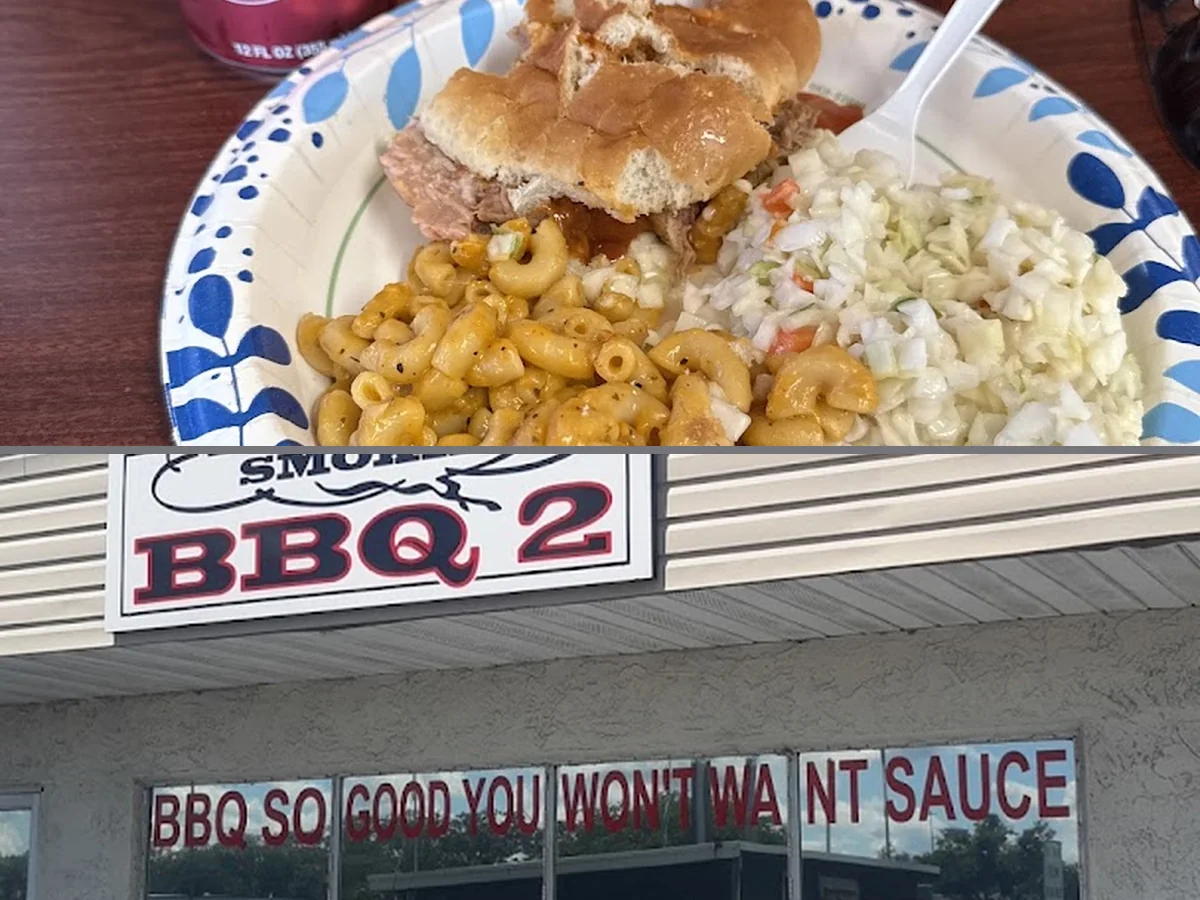 Hearty smoked meats in a casual dining room.